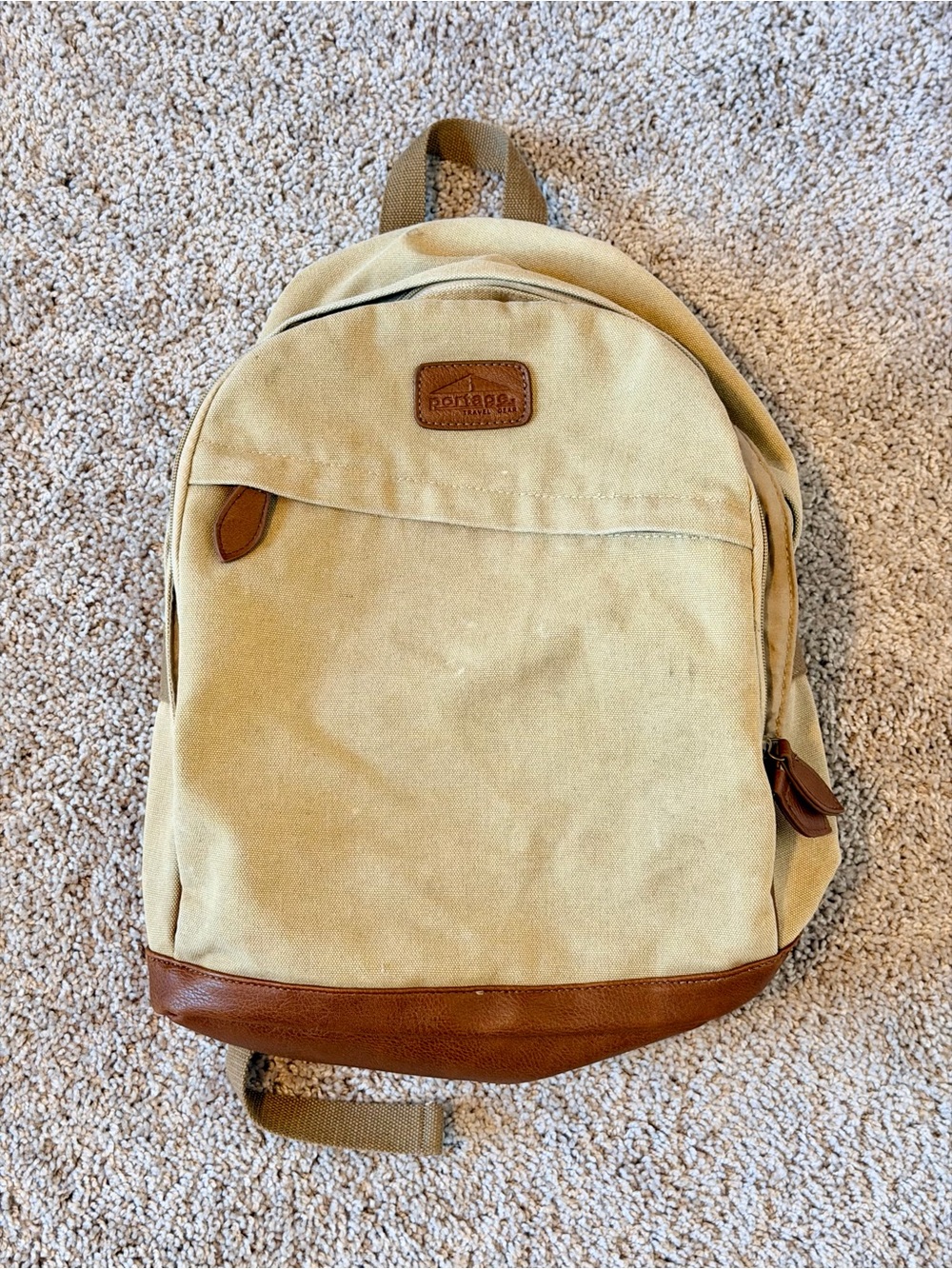 Portage Travel Gear Tan & Brown Canvas Backpack Laptop Bag